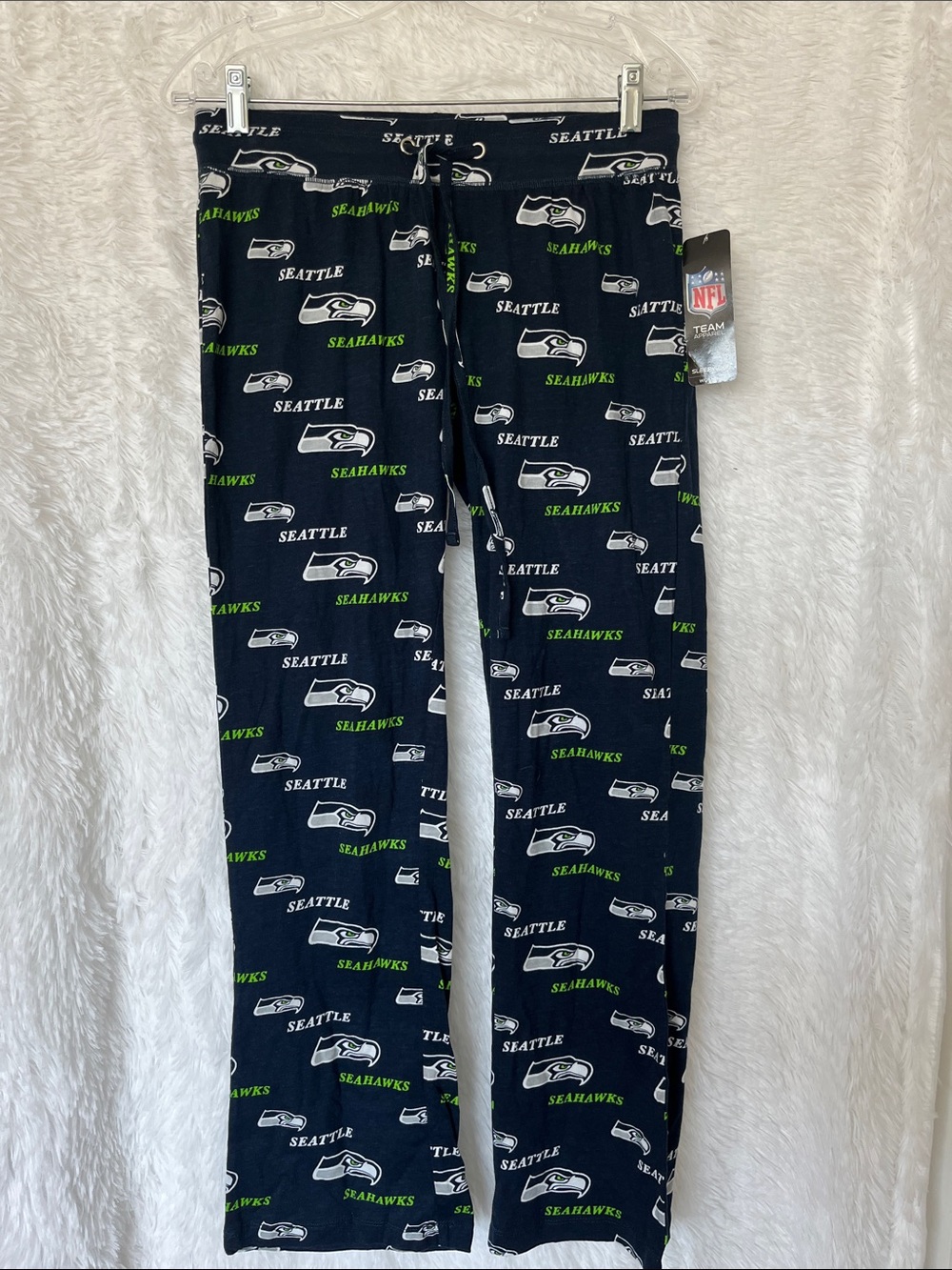 NFL Seattle Seahawks Women’s Navy Blue Pajama Pants with White & Green Logos